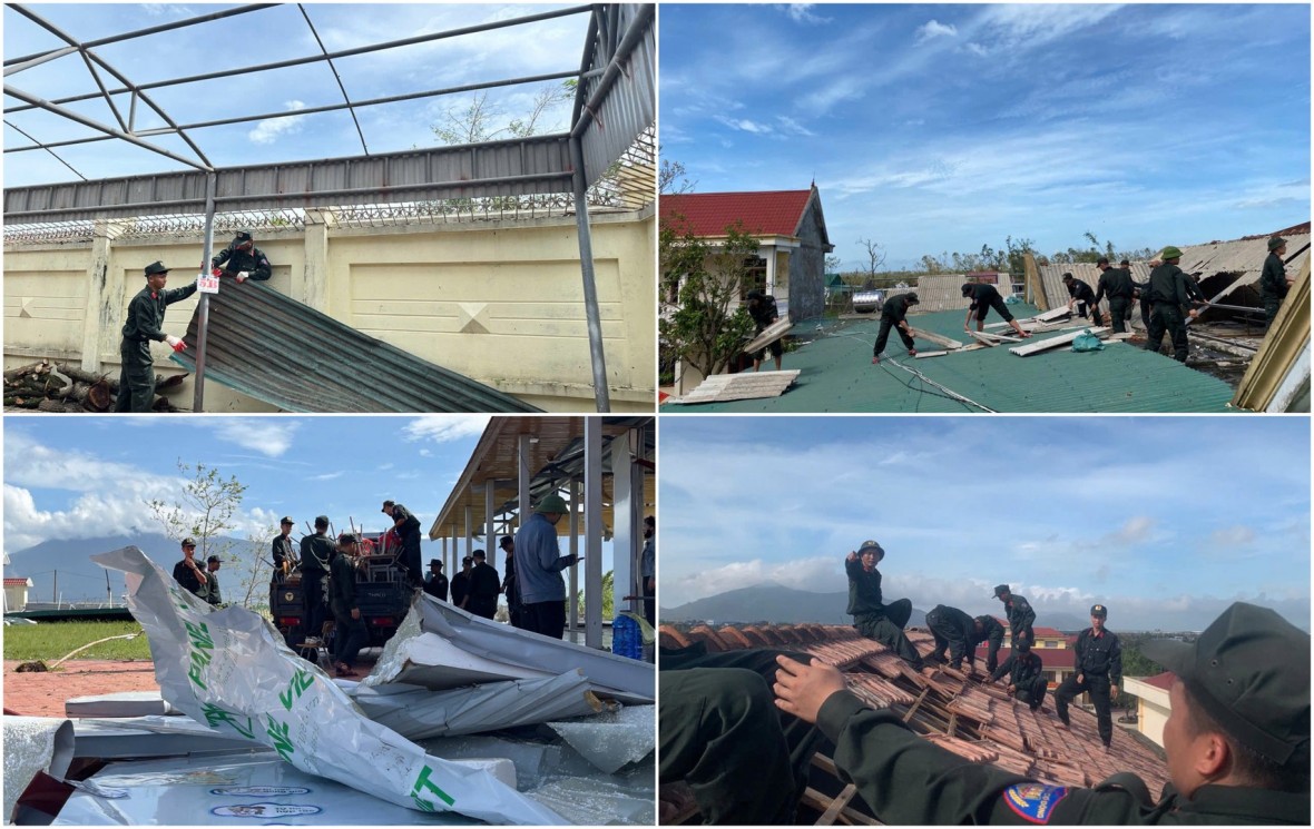 Hàng nghìn chiến sĩ Cảnh sát cơ động khắc phục hậu quả sau bão