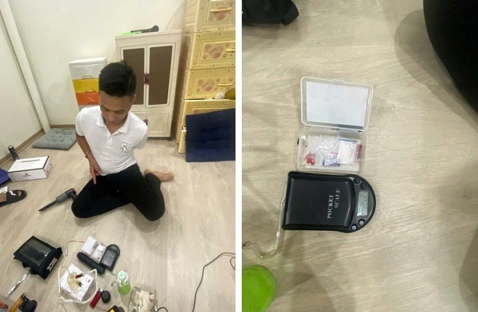 Thu giữ ma túy tại nhà đối tượng Nguyễn Thành Trung.