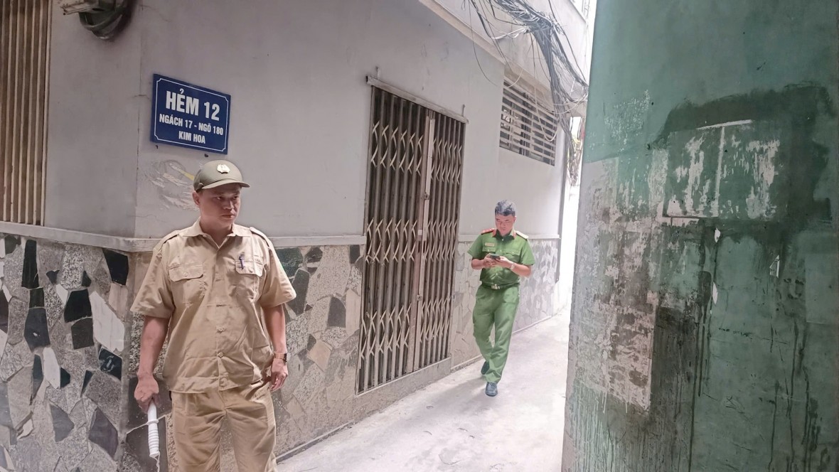 Hiện trường vụ hỏa hoạn đnag được phong tỏa