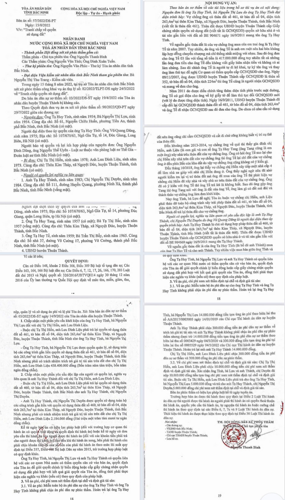 Vụ việc đã thi hành án dân sự xong thì bị giám đốc thẩm huỷ án ở Bắc Ninh: Chờ đợi một phán quyết công tâm!