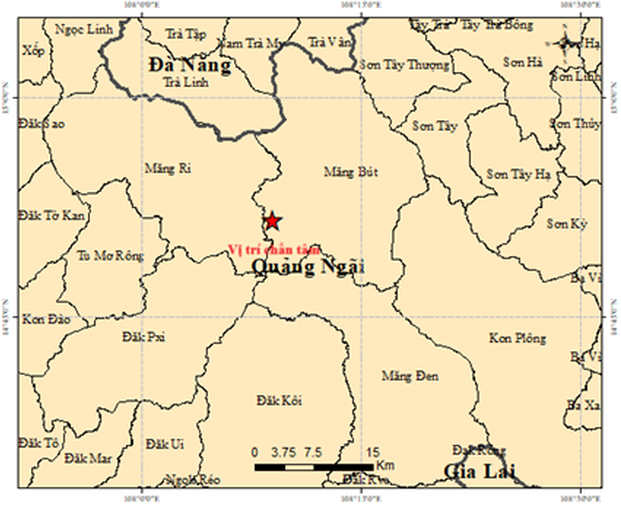 Bản đồ chấn tâm trận động đất 3,6 độ xảy ra lúc 3h28 sáng 13-10 (giờ Hà Nội)