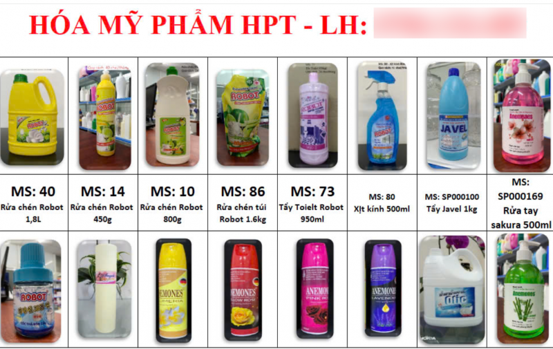 Một số sản phẩm của Công ty TNHH MTV Đầu tư Thương mại Dịch vụ Xuất nhập khẩu Hoàng Phúc Thịnh.