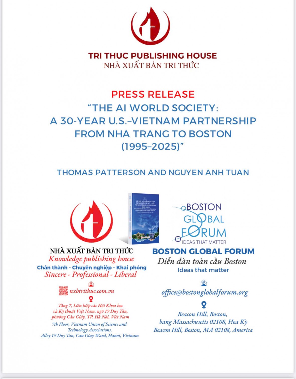 30 NĂM QUAN HỆ ĐỐI TÁC HOA KỲ - VIỆT NAM TỪ NHA TRANG ĐẾN BOSTON (2015-2025) CỦA GIÁO SƯ HARVARD THOMAS PATTERSON VÀ NGUYỄN ANH TUẤN.