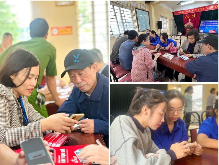 Cán bộ phường cùng đội ngũ tình nguyện viên đã tận tình hướng dẫn người dân cách kê khai, nộp hồ sơ trực tuyến, tra cứu tình trạng giải quyết TTHC, đồng thời giải đáp những thắc mắc thường gặp trong quá trình sử dụng dịch vụ công.