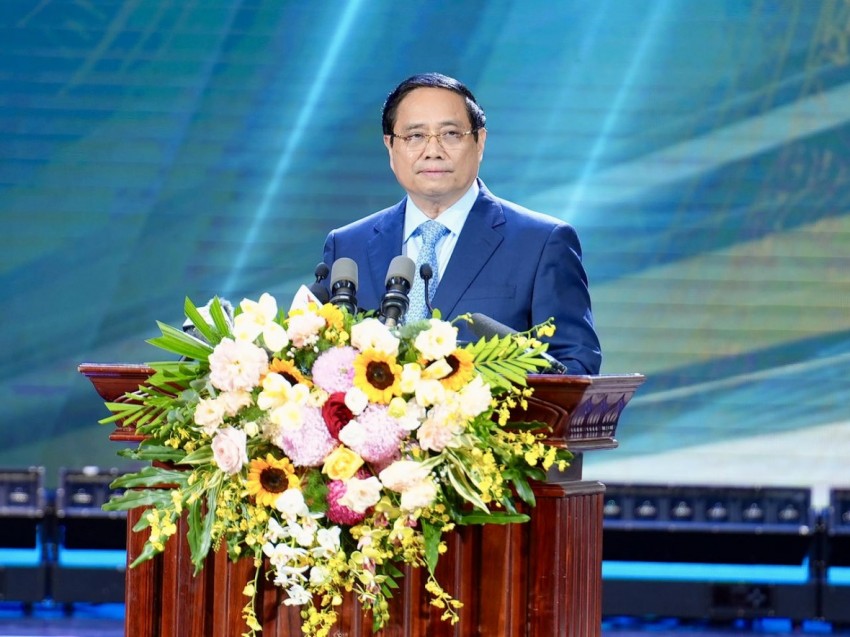 Thủ tướng Chính Phủ Phạm Minh Chính phát biểu chỉ đạo buổi lễ. (Ảnh: H.G).