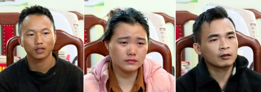 Ba đối tượng Phử, Sơ, Hiếu (từ trái qua phải) tại Cơ quan CSĐT Công an tỉnh Lai Châu Ba đối tượng Phử, Sơ, Hiếu (từ trái qua phải) tại Cơ quan CSĐT Công an tỉnh Lai Châu