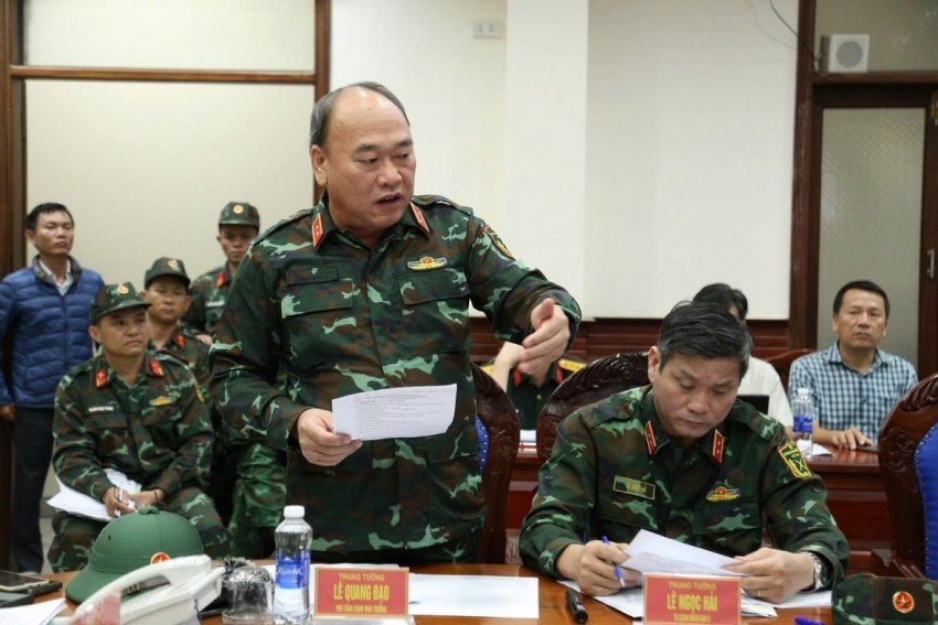 Trung tướng Lê Quang Đạo-Phó Tổng Tham mưu trưởng QĐND Việt Nam-thông tin công tác ứng phó với bão số 13