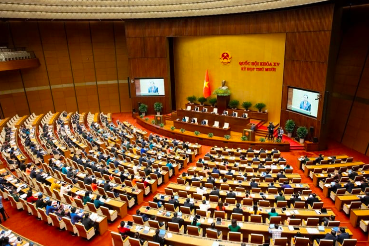 Quốc hội bầu một số chức danh lãnh đạo, truyền hình trực tiếp Lễ tuyên thệ. Ảnh Quốc hội Media.