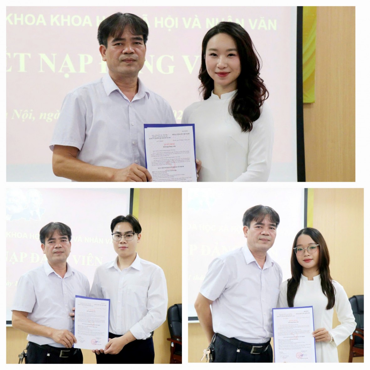 Chi bộ Khoa Khoa học xã hội và Nhân văn - Đại học Thủ đô kết nạp 3 sinh viên ưu tú vào Đảng