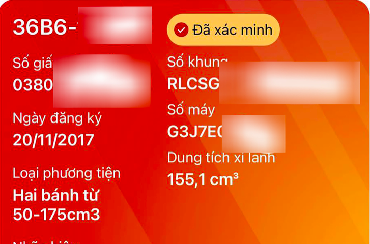 Hình ảnh tra cứu thông tin về phương tiện trên VNeTraffic. Ảnh chụp màn hình