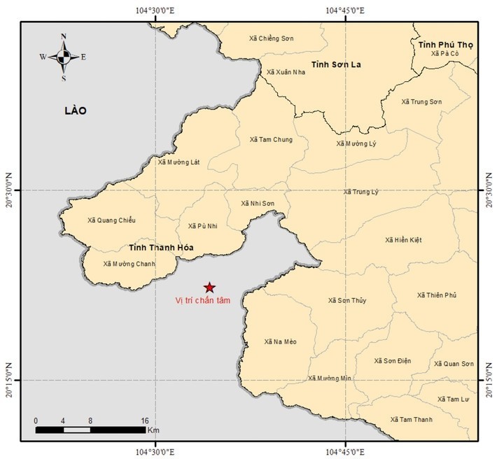 Động đất 4.8 độ tại khu vực biên giới Việt Nam - Lào