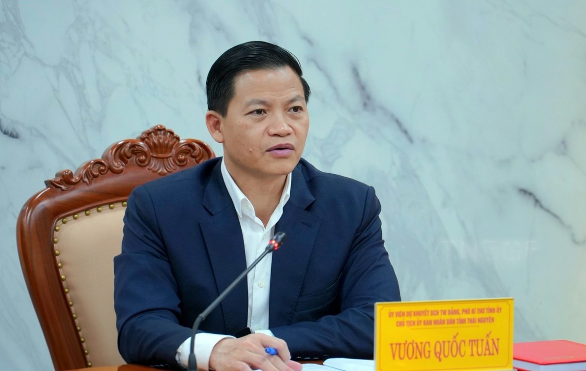 Ông Vương Quốc Tuấn, Chủ tịch UBND tỉnh  chủ trì cuộc họp. (Ảnh: thainguyen.gov.vn)