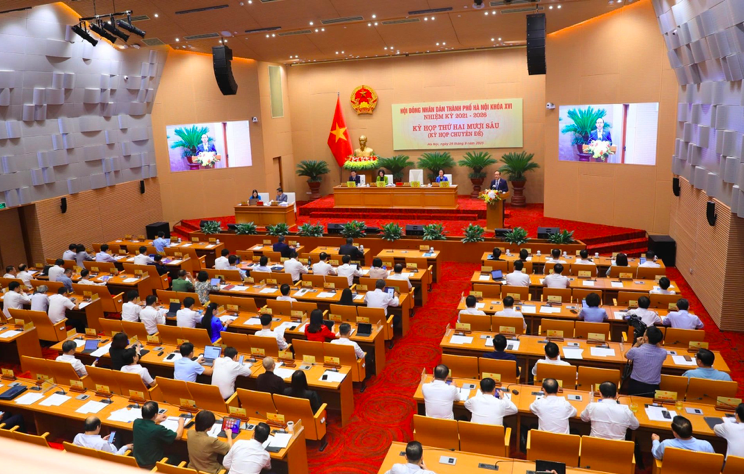 Quang cảnh một kỳ họp HĐND TP Hà Nội nhiệm kỳ 2021-2026.
