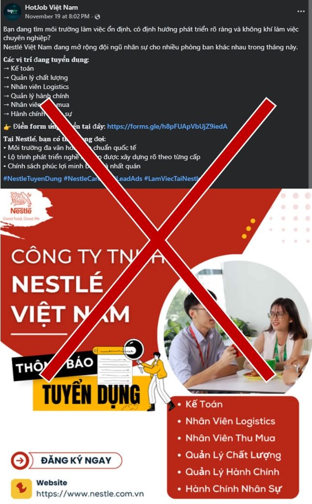 Nestlé Việt Nam cảnh báo tình trạng lừa đảo tuyển dụng mạo danh Nestlé Việt Nam cảnh báo tình trạng lừa đảo tuyển dụng mạo danh