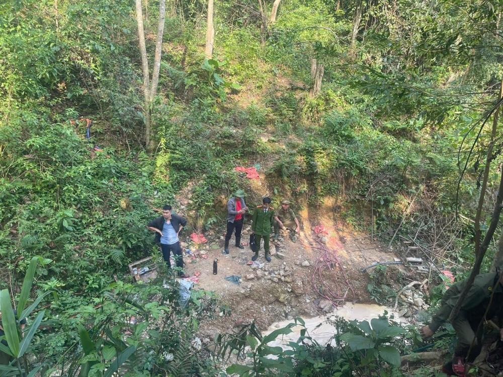 Khu vực diễn ra hoạt động khai thác vàng trái phép - Ảnh Công an Hà Tĩnh.