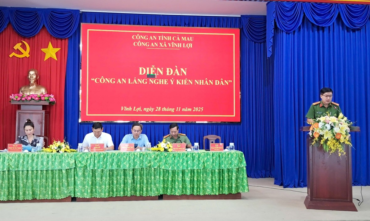 Cà Mau: Diễn đàn lắng nghe ý kiến Nhân dân của Công an xã Vĩnh Lợi