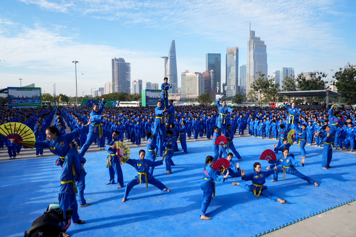 60.000 học sinh lập kỷ lục kép với màn đồng diễn võ nhạc Vovinam ấn tượng