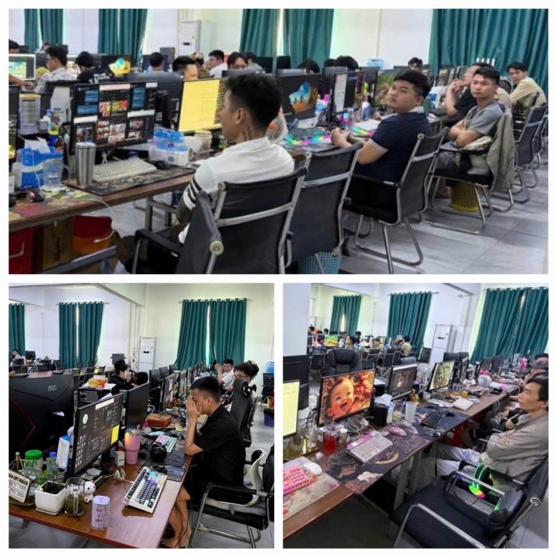 Phía bên trong tòa nhà ở Campuchia, nơi các đối tượng sử mạng máy tính, mạng viễn thông lừa đảo nhiều bị hại ở Việt Nam. Phía bên trong tòa nhà ở Campuchia, nơi các đối tượng sử mạng máy tính, mạng viễn thông lừa đảo nhiều bị hại ở Việt Nam.