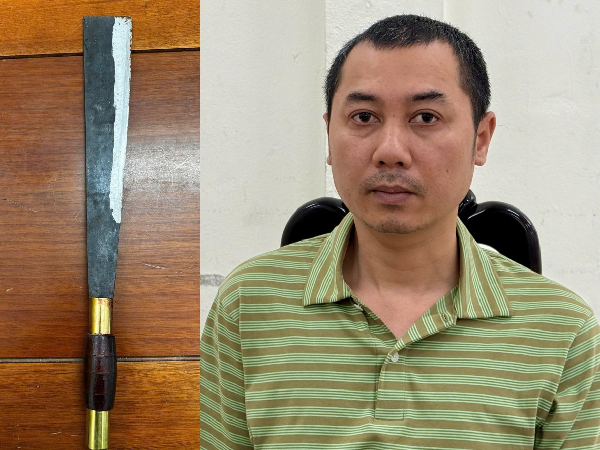 Đỗ Đức Trọng và tang vật gây án - Ảnh Công an Đà Nẵng.