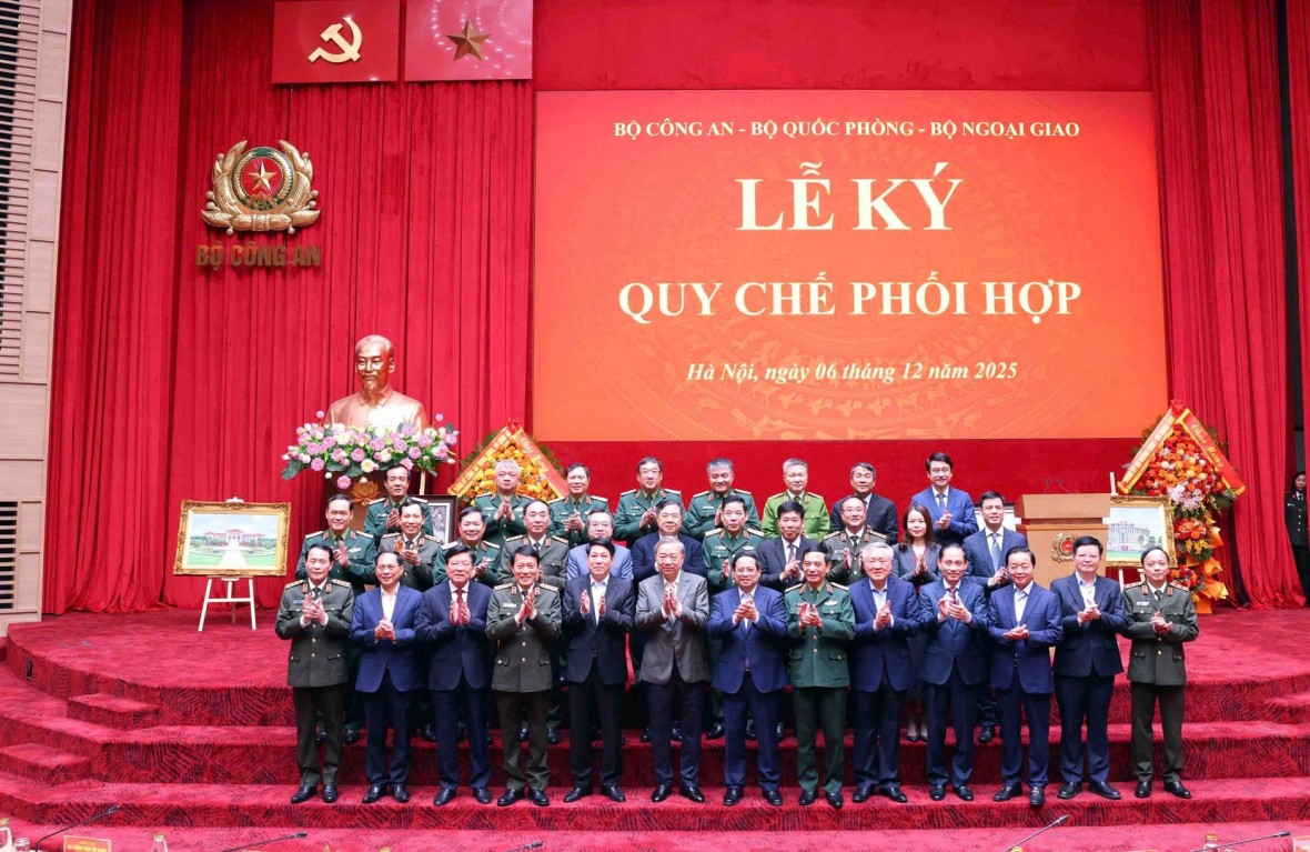 Lễ ký Quy chế phối hợp giữa Bộ Công an, Bộ Quốc phòng và Bộ Ngoại giao.