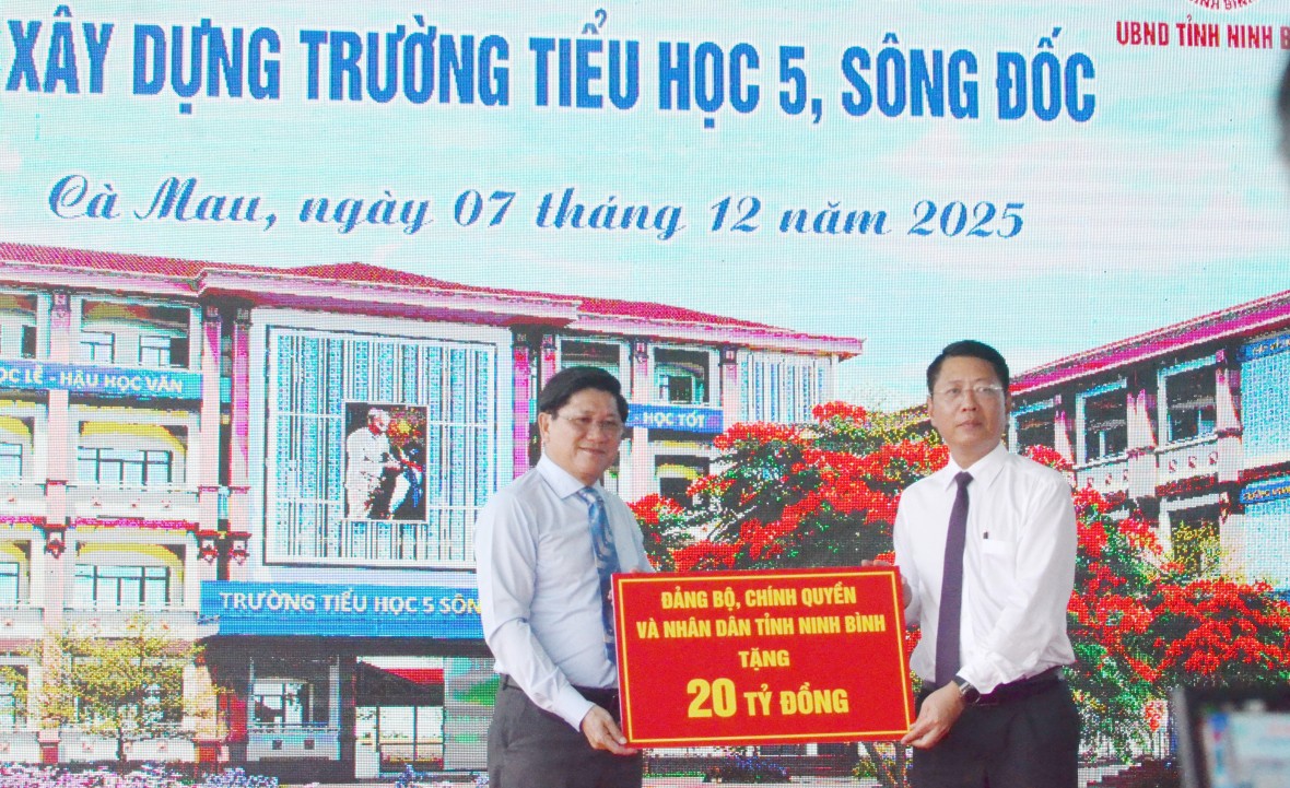 Ninh Bình hỗ trợ 20 tỷ đồng xây dựng, nâng cấp Trường Tiểu học ở vùng biển Cà Mau Ninh Bình hỗ trợ 20 tỷ đồng xây dựng, nâng cấp Trường Tiểu học ở vùng biển Cà Mau