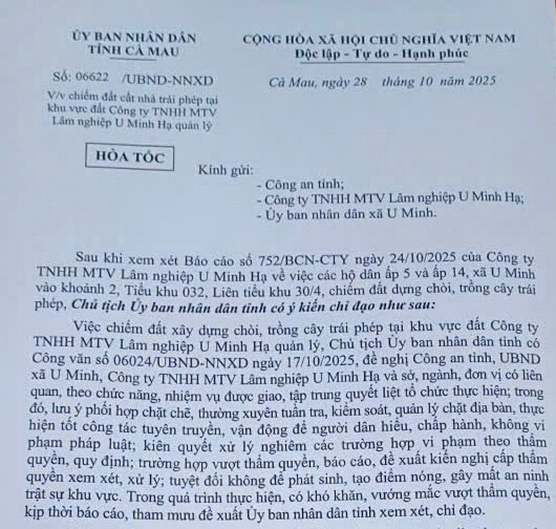 Xử lý nghiêm tình trạng chiếm đất rừng trái phép ở Cà Mau Xử lý nghiêm tình trạng chiếm đất rừng trái phép ở Cà Mau