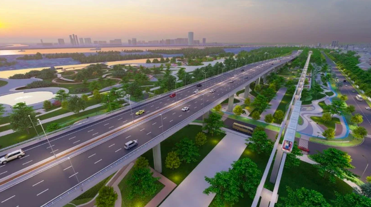 Ảnh phối cảnh Trục đại lộ cảnh quan sông Hồng.