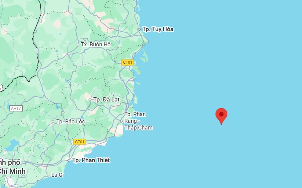 Vị trí tàu PY 90990 TS khi gặp sự cố