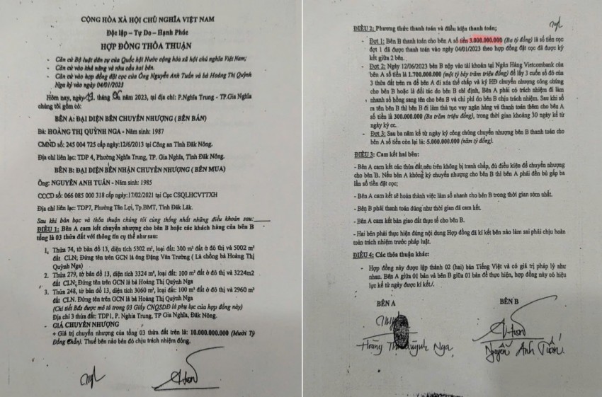 Hiện nay, các điều khoản trong hợp đồng thoả thuận không được thực hiện