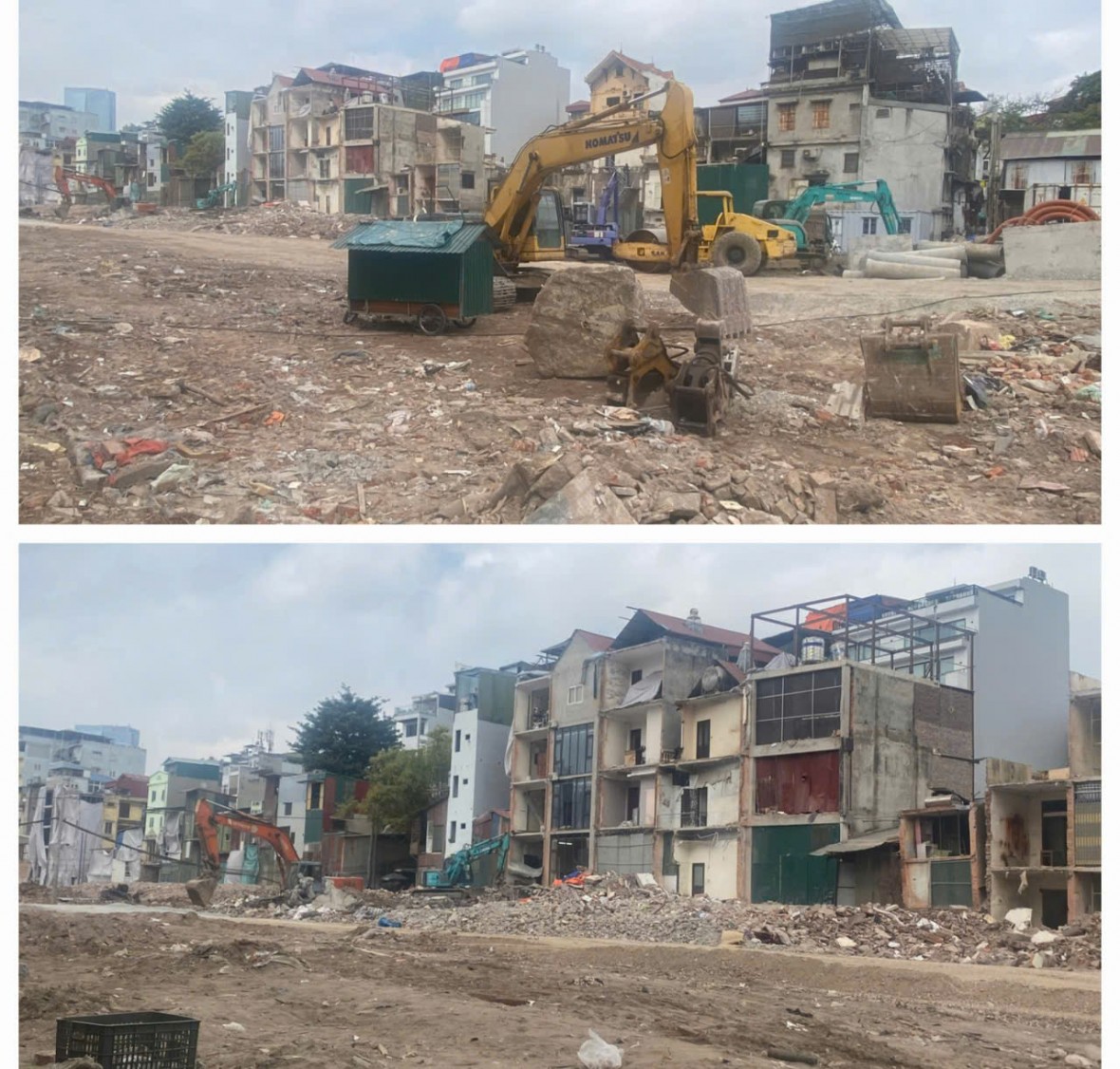 Cận cảnh công trường thi công dự án Vành đai 1 đoạn Hoàng Cầu – Voi Phục