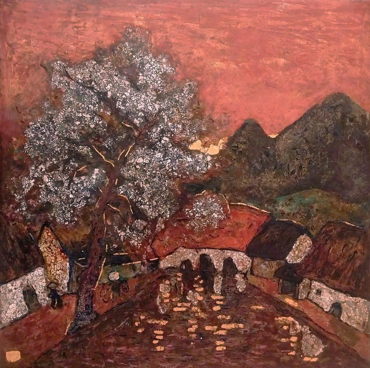 5.	Phạm Hồng Phương – Cây bàng – Sơn mài, 2025