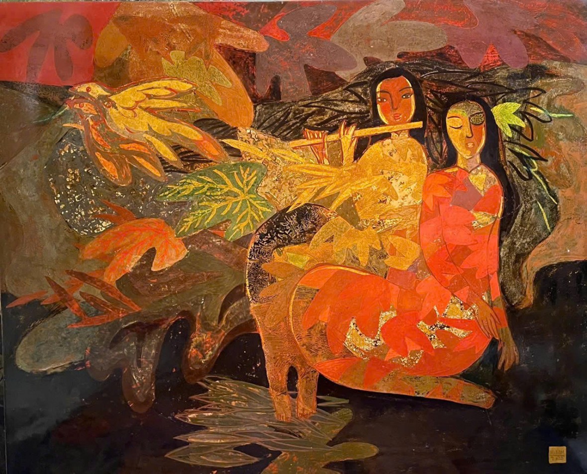 9.	Hoạ sĩ Nguyễn Hải Nam – Tranh sơn mài: Trong vườn, 2025