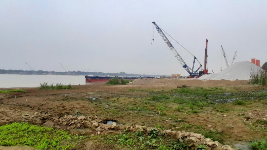 Nhìn từ xa dự án cầu Tứ Liên gần 20.000 tỷ sau 7 tháng triển khai