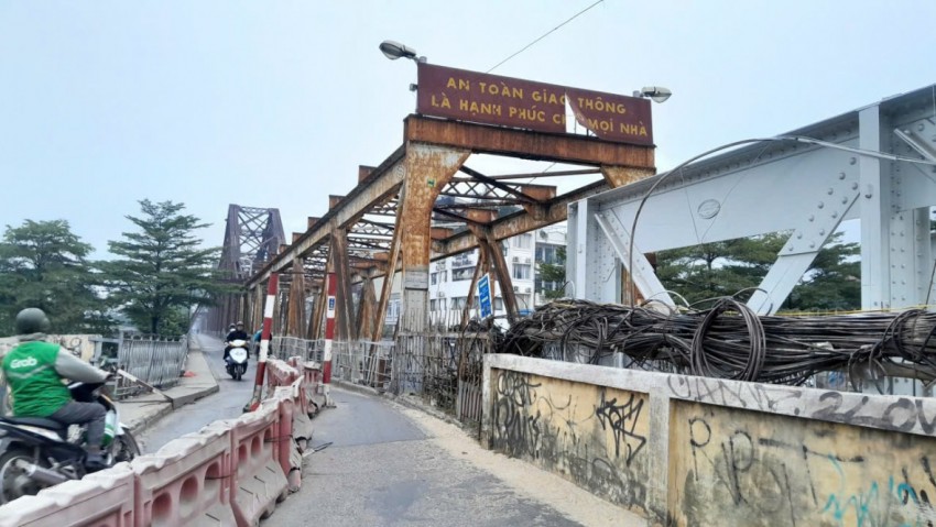 Hình cảnh cầu Long Biên sau 2 tháng sửa chữa