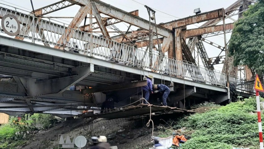 Hình cảnh cầu Long Biên sau 2 tháng sửa chữa