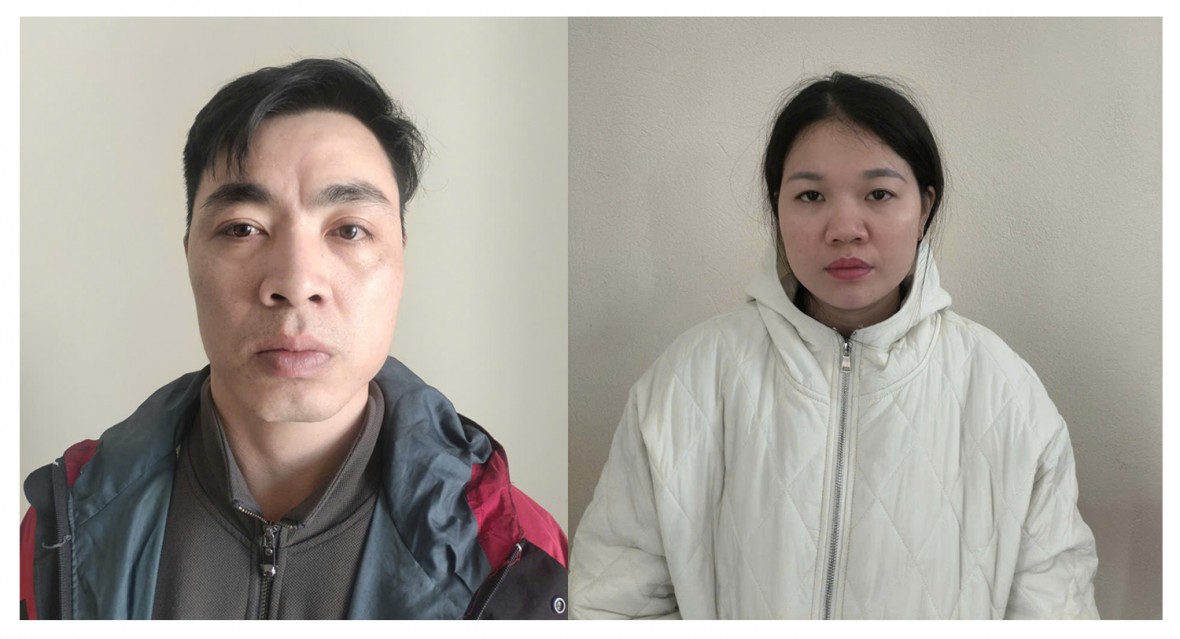 2 đối tượng Ngô Đức Quân và Bùi Thị Linh. (Ảnh: CATH)