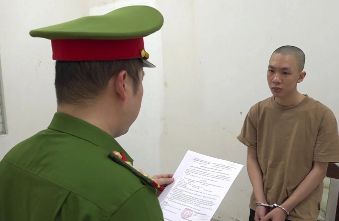 Đối tượng Võ Duy Bảo tại cơ quan công an