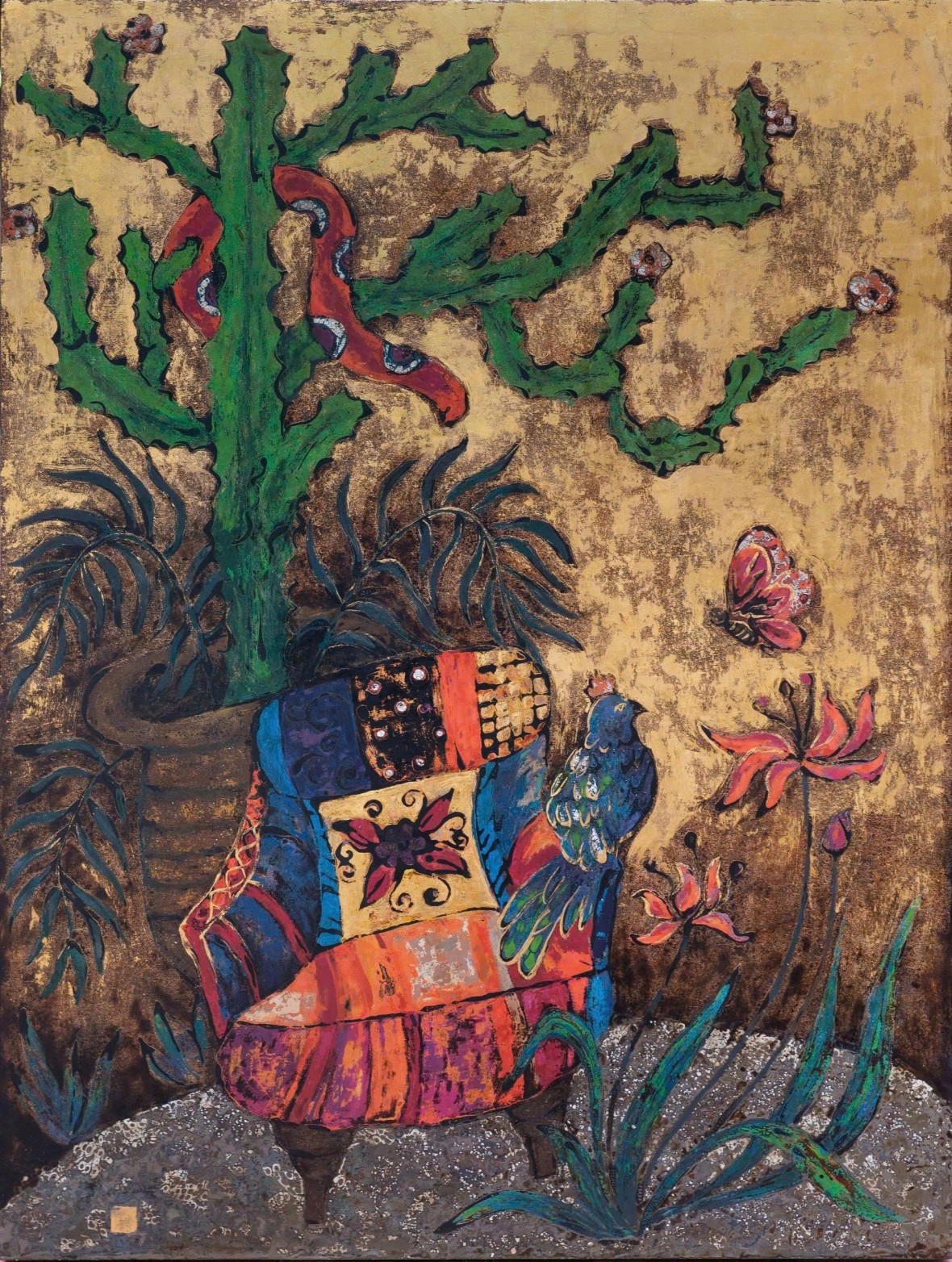 3.	Một ngày nắng lên – Sơn mài; Tác giả: Phạm Ngọc Ánh. 