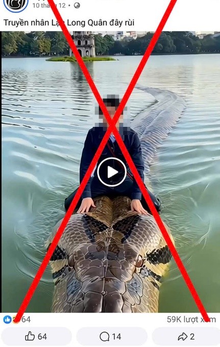 Xử lý đối tượng sử dụng công nghệ AI, cỡi rắn trăn bơi trên hồ Hoàn Kiếm Xử lý đối tượng sử dụng công nghệ AI, cỡi rắn trăn bơi trên hồ Hoàn Kiếm