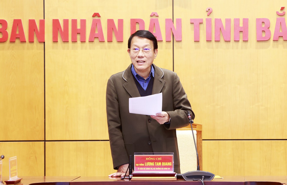 Bộ trưởng Bộ Công an Lương Tam Quang làm việc với tỉnh Bắc Ninh về tiến độ giải phóng mặt bằng Cảng hàng không quốc tế Gia Bình