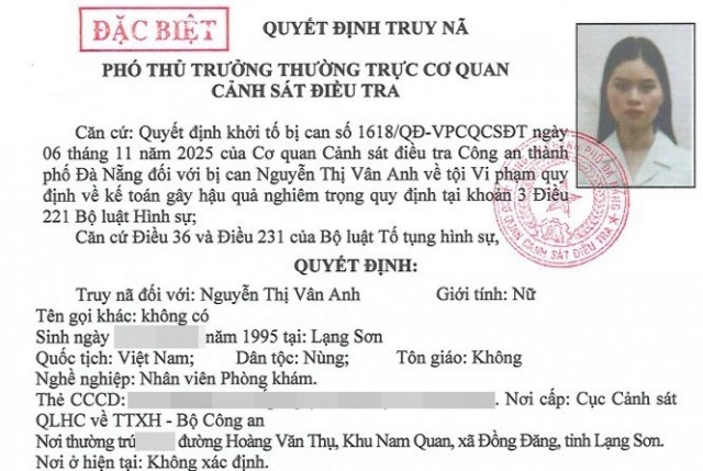 Truy tìm 4 đối tượng liên quan đến vụ án xảy ra tại Phòng khám Đa khoa Quốc tế Đà Nẵng