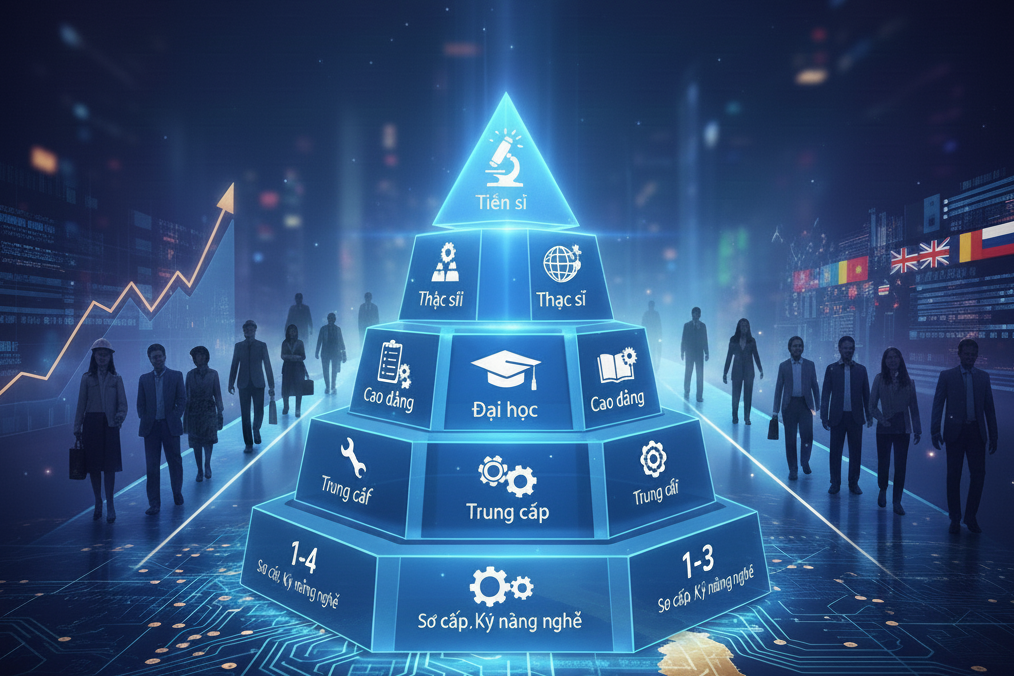 Dự thảo Khung trình độ quốc gia: Phân tầng 8 bậc đào tạo từ sơ cấp đến tiến sĩ Dự thảo Khung trình độ quốc gia: Phân tầng 8 bậc đào tạo từ sơ cấp đến tiến sĩ
