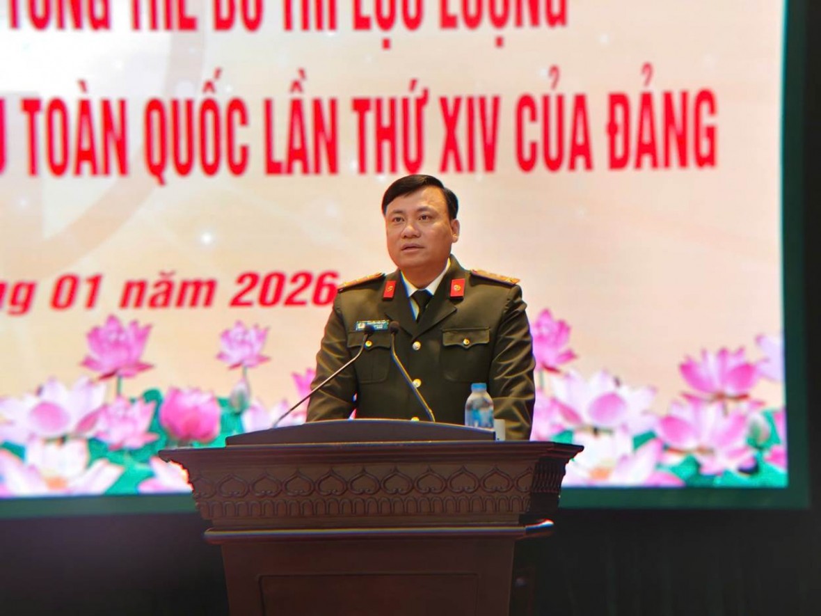 Đại tá Nguyễn Tiến Đạt – Phó Giám đốc CATP phát biểu khai mạc Hội nghị.