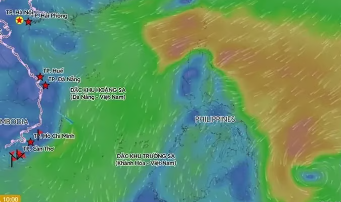 Áp thấp nhiệt đới khả năng mạnh lên thành bão ở gần Biển Đông.