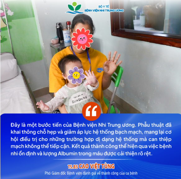 Hình ảnh bệnh nhi sau ca phẫu thuật. (Ảnh: Bệnh viện Nhi Trung ương)