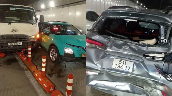 Tai nạn liên hoàn trong hầm vượt sông Sài Gòn giờ cao điểm, giao thông ùn ứ