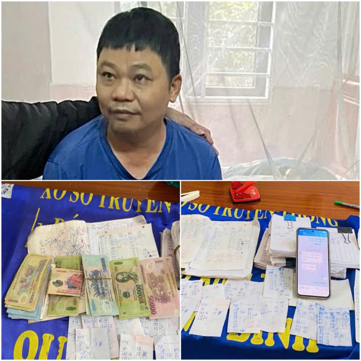 Đối tượng Lại Thế Thiết cùng tang vật vụ việc - Ảnh Công an Quảng Trị.