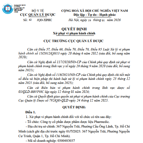 Phạt Pharmedic 70 triệu đồng và buộc tiêu hủy lô thuốc Diclofen vi phạm chất lượng Xử phạt Pharmedic 70 triệu đồng và buộc tiêu hủy lô thuốc Diclofen vi phạm chất lượng