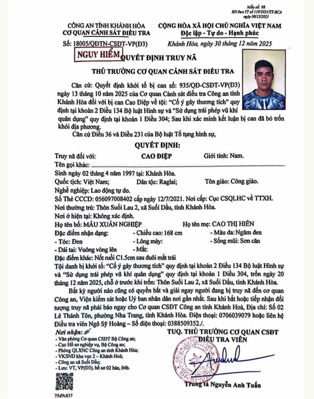 Bắt giữ đối tượng truy nã nguy hiểm khi đang làm thuê tại Lâm Đồng