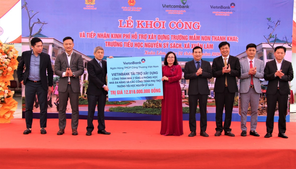 Ngân hàng Viettinbank hỗ trợ xây dựng một số trường học tại xã Xuân Lâm.